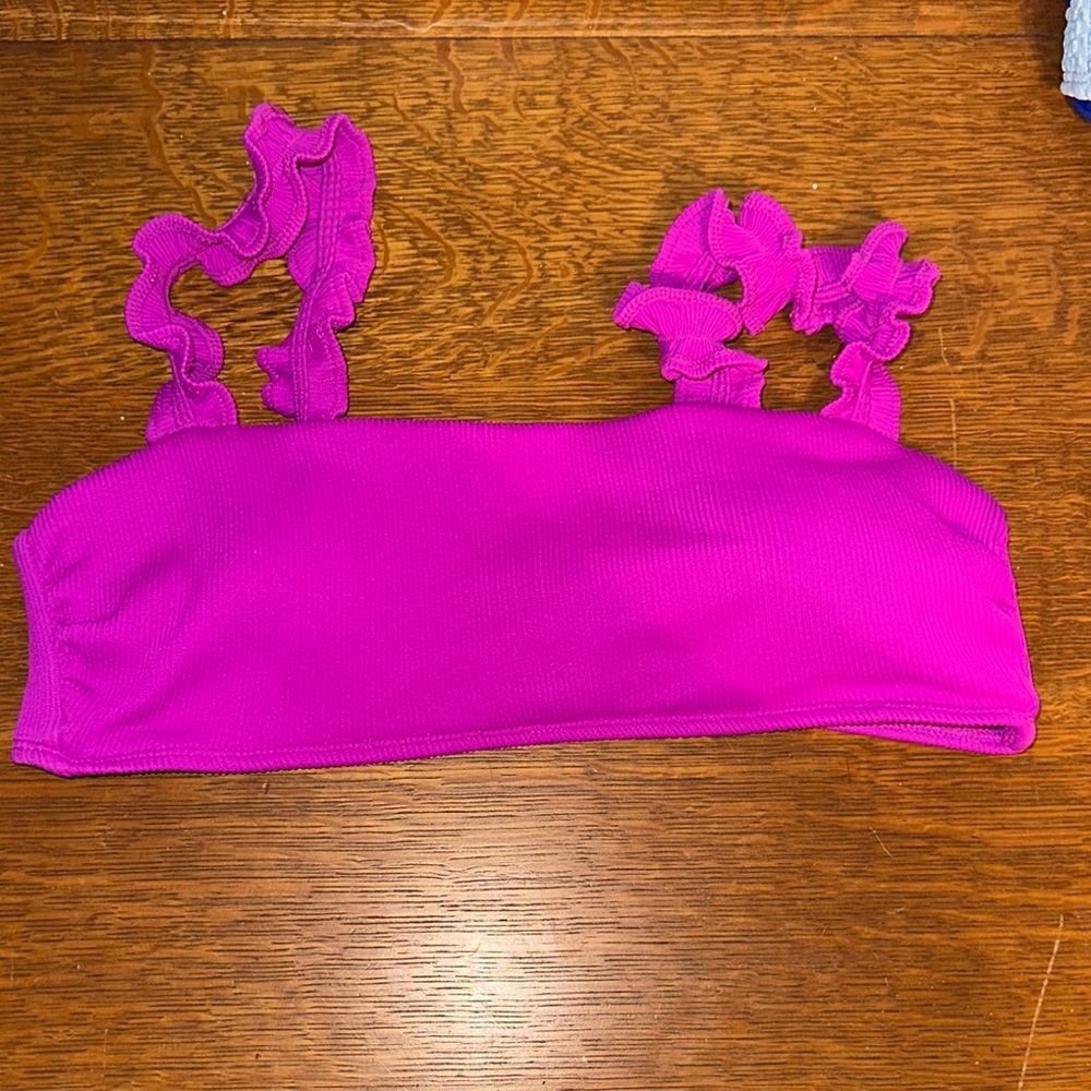 Women's Pink Ruffle Strap Swimsuit top